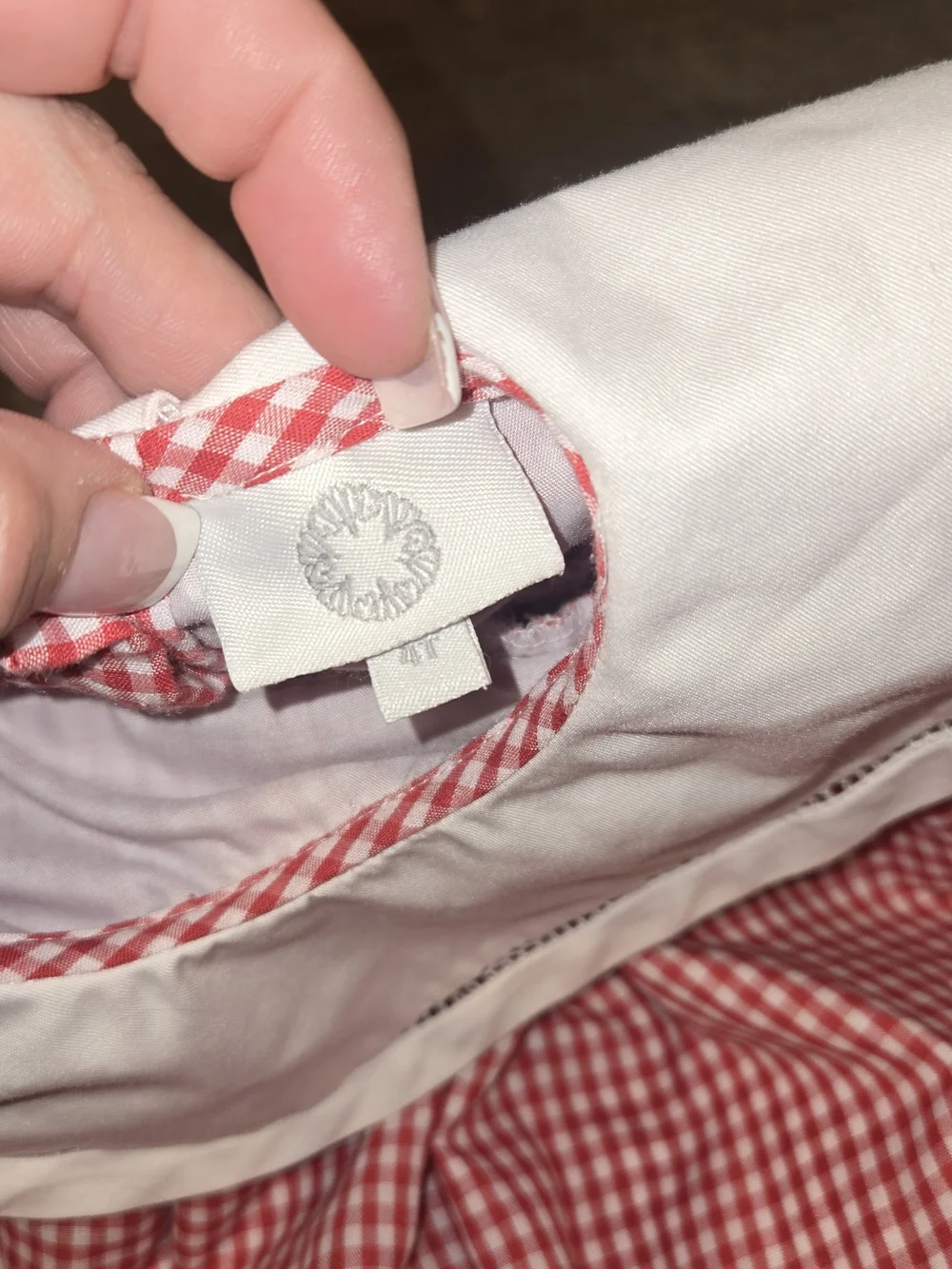 Red Gingham Kids Dress With White Collar